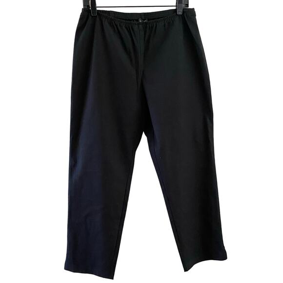 Eileen Fisher Size M Cotton Twill Elastic Waist Pants Black System Capsule - Picture 1 of 5